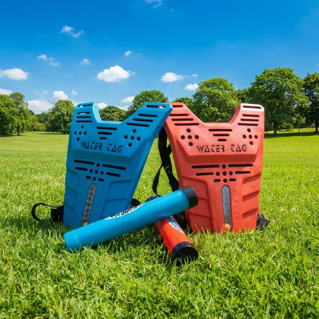 Water tag vest met watermeter en waterpistool voor een watergevecht bij Revando Verhuur in Maarheeze