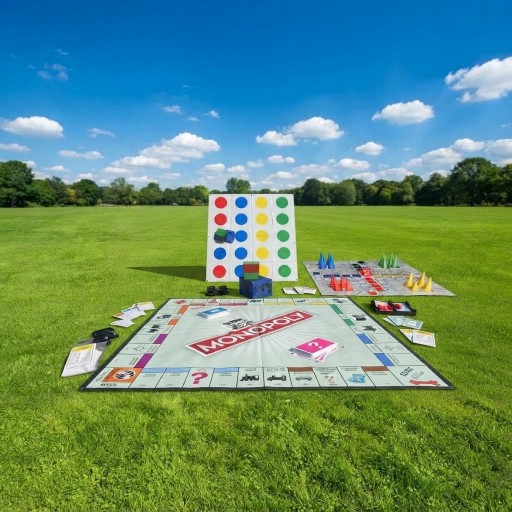 XXXL Monopolie, reuze Twister en Mens erger je niet XXL naast elkaar huren bij Revando Verhuur in Maarheeze